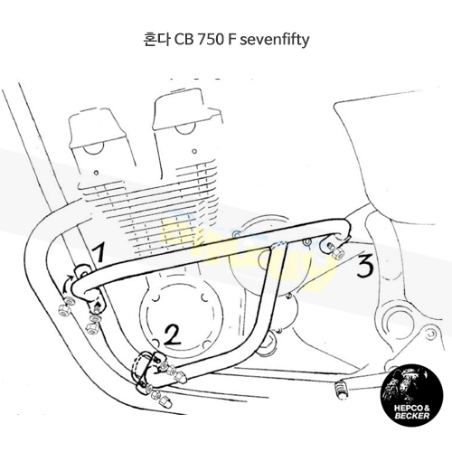 혼다 CB 750 F sevenfifty 엔진 프로텍션 바 (93-)- 햅코앤베커 오토바이 보호가드 엔진가드 501104 00 02